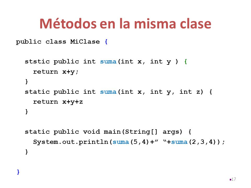 Métodos en la misma clase
