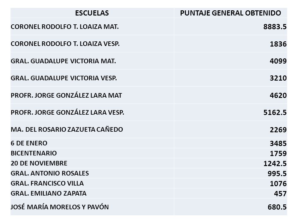 PUNTAJE GENERAL OBTENIDO