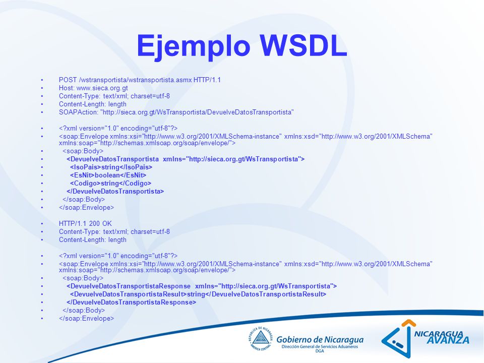 Ejemplo WSDL POST /wstransportista/wstransportista.asmx HTTP/1.1