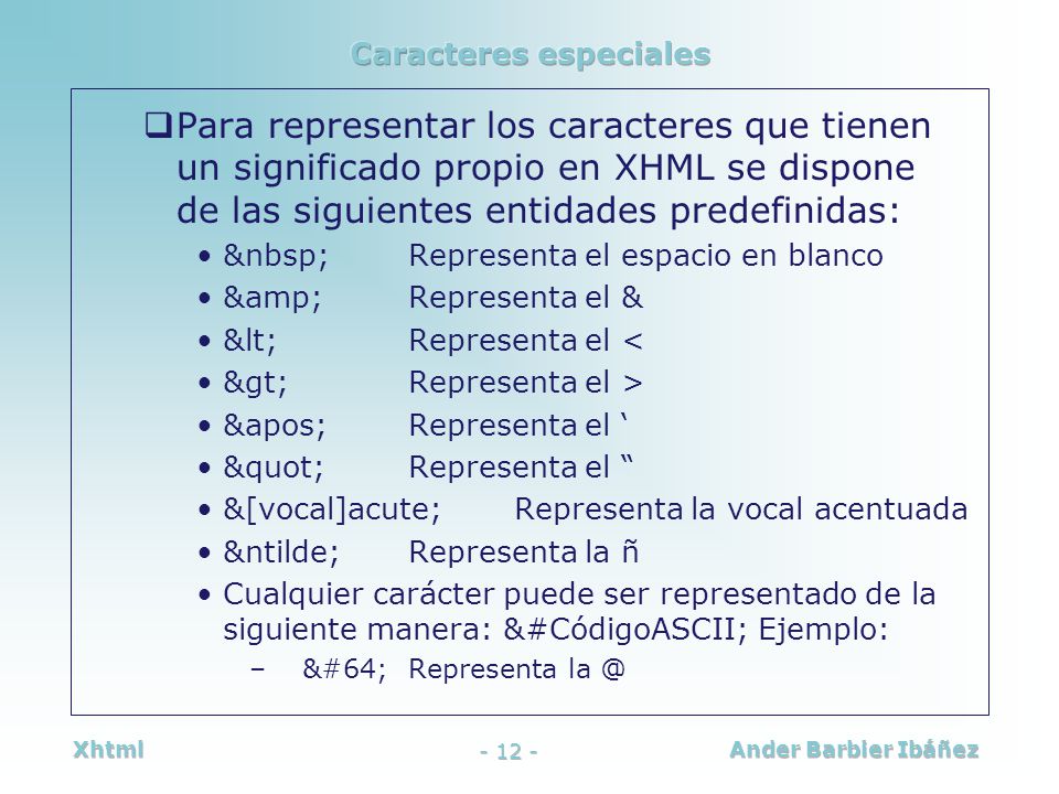 Caracteres especiales