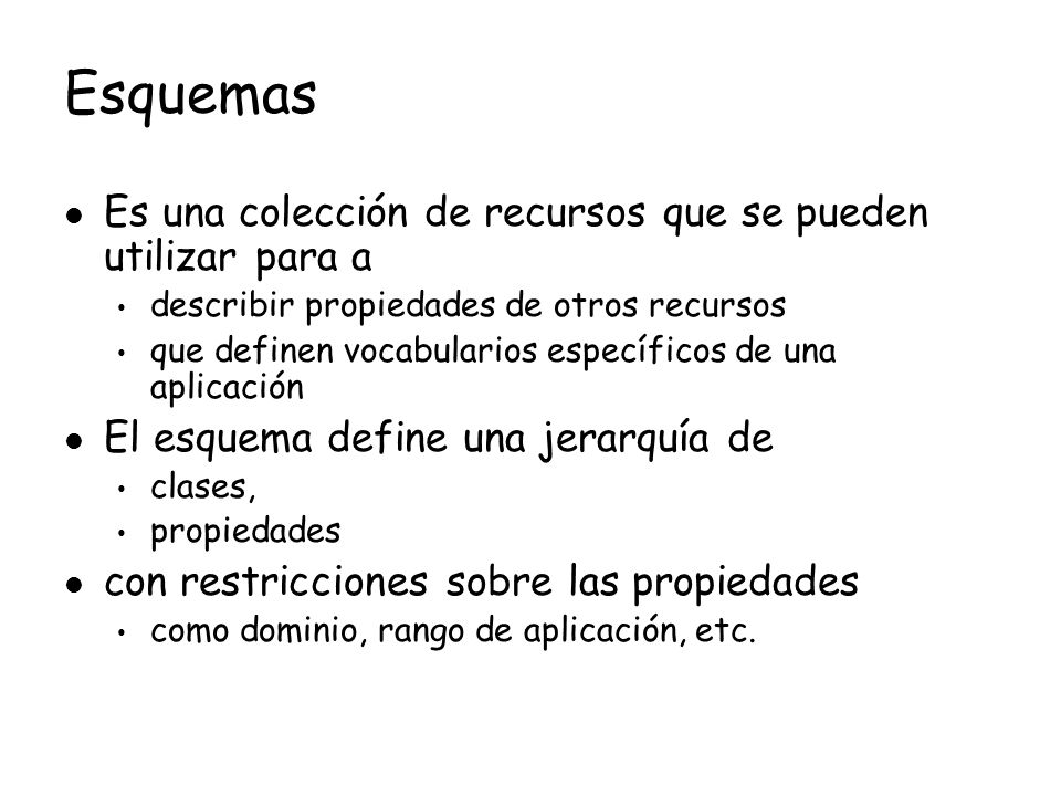 Esquemas Es una colección de recursos que se pueden utilizar para a