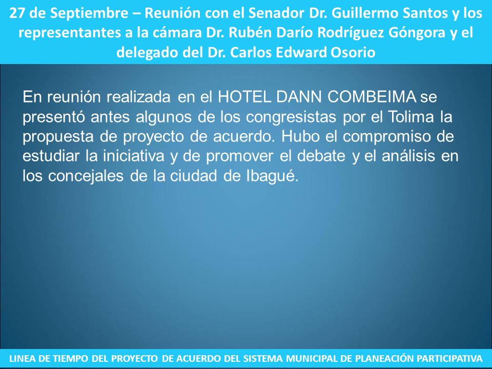 27 de Septiembre – Reunión con el Senador Dr