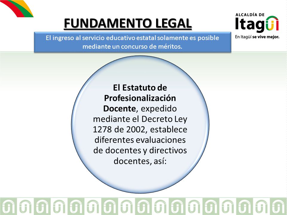 FUNDAMENTO LEGAL El ingreso al servicio educativo estatal solamente es posible mediante un concurso de méritos.