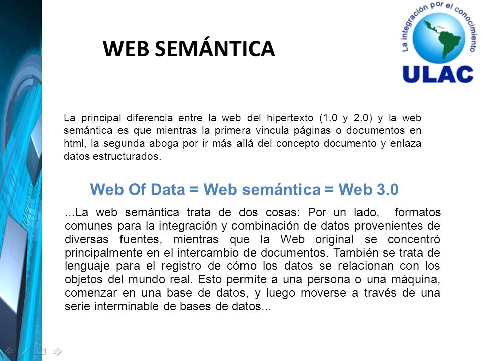 WEB SEMÁNTICA Web Of Data = Web semántica = Web 3.0