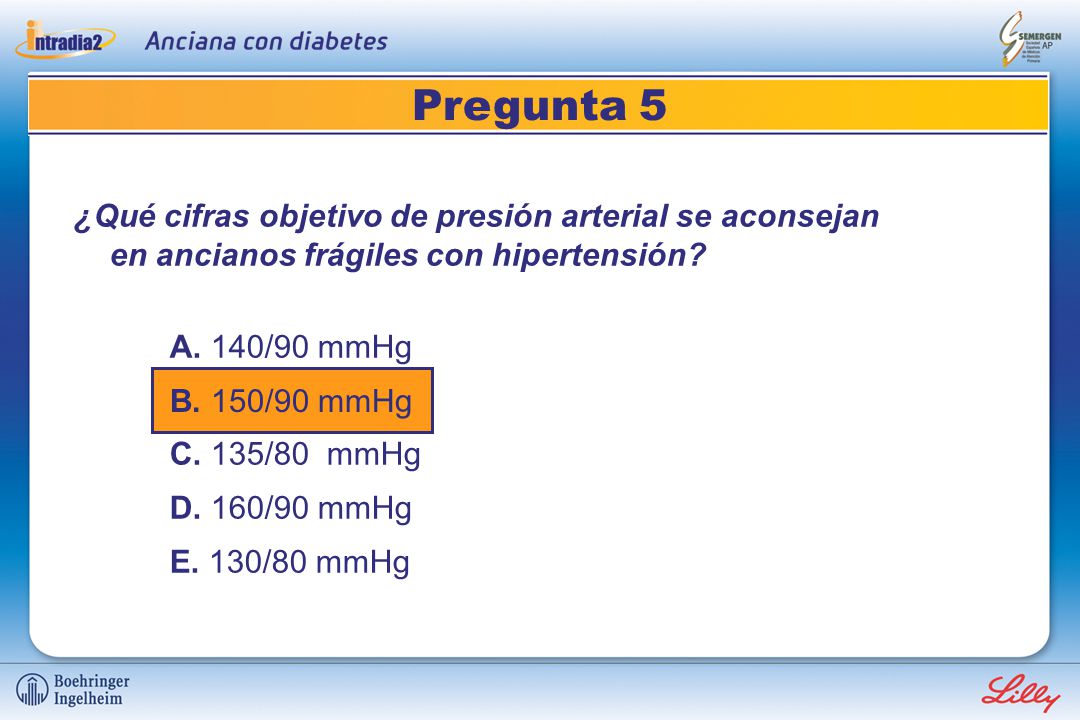 ¿Qué cifras objetivo de presión arterial se aconsejan en ancianos frágiles con hipertensión