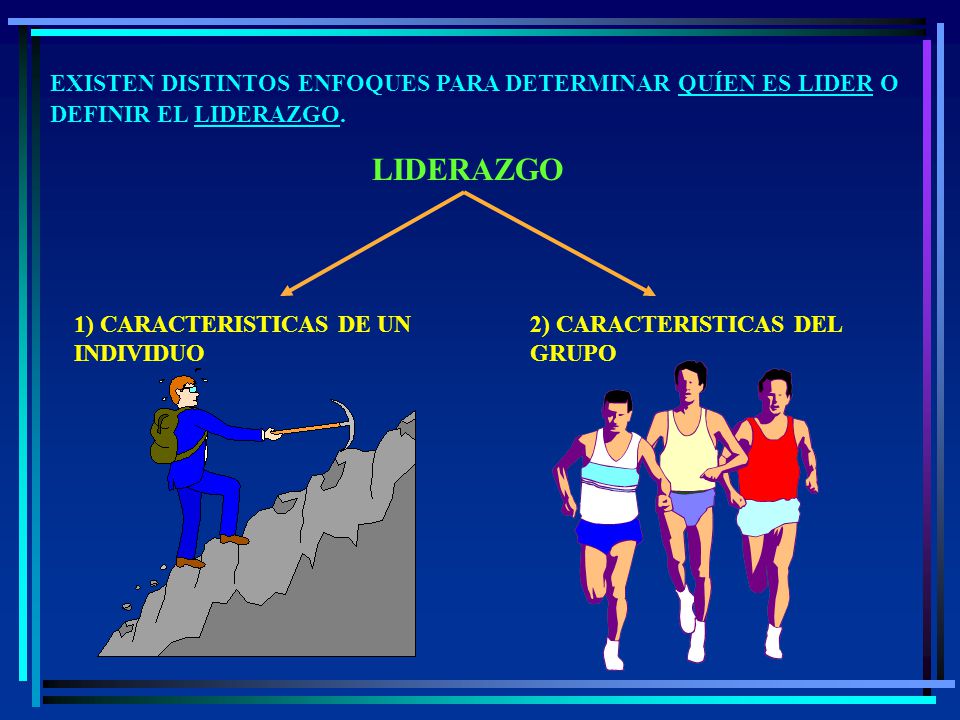 EXISTEN DISTINTOS ENFOQUES PARA DETERMINAR QUÍEN ES LIDER O DEFINIR EL LIDERAZGO.
