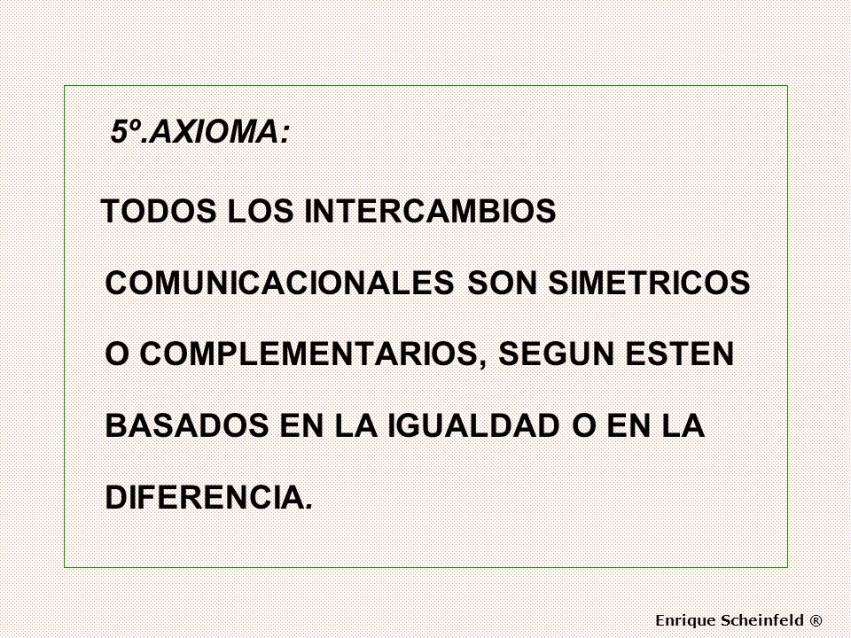 5º.AXIOMA: TODOS LOS INTERCAMBIOS COMUNICACIONALES SON SIMETRICOS O COMPLEMENTARIOS, SEGUN ESTEN BASADOS EN LA IGUALDAD O EN LA DIFERENCIA.