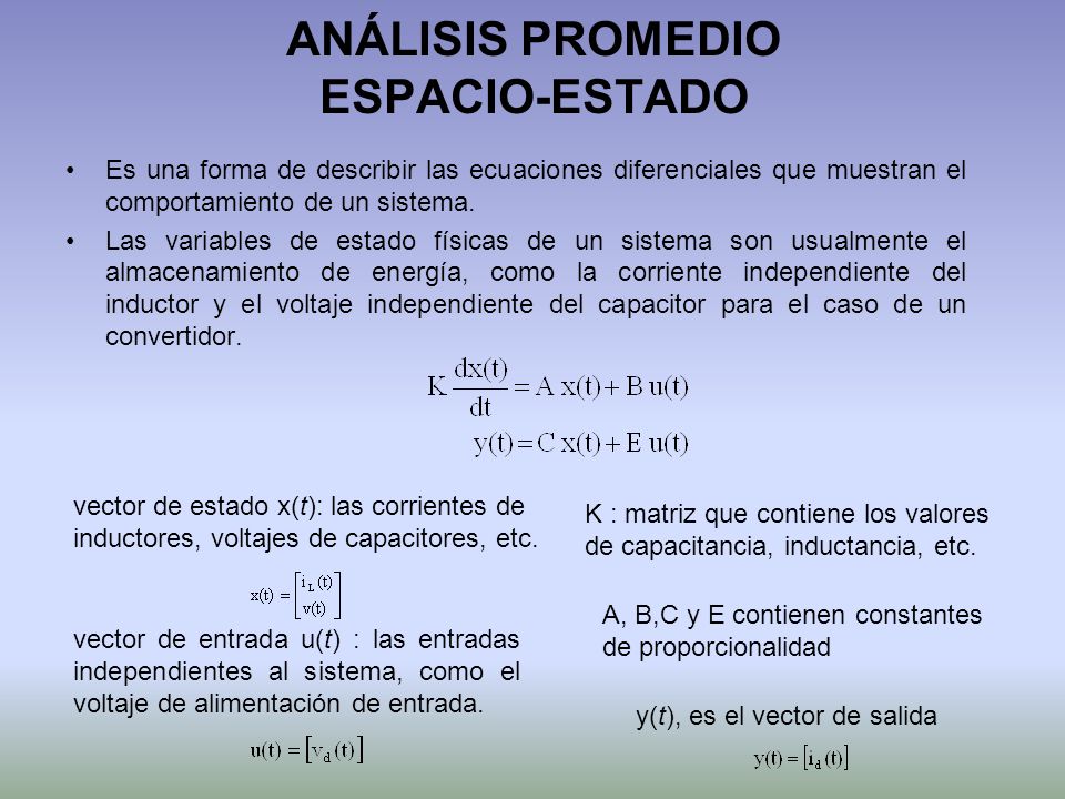 ANÁLISIS PROMEDIO ESPACIO-ESTADO