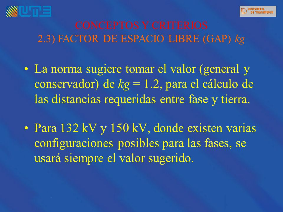 CONCEPTOS Y CRITERIOS 2.3) FACTOR DE ESPACIO LIBRE (GAP) kg