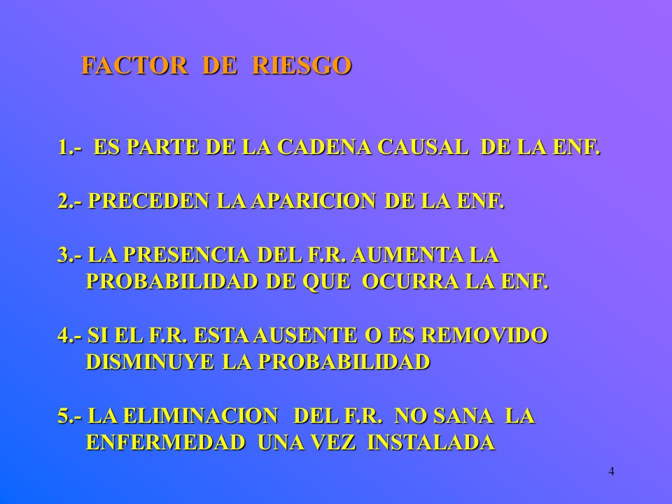 FACTOR DE RIESGO 1.- ES PARTE DE LA CADENA CAUSAL DE LA ENF.