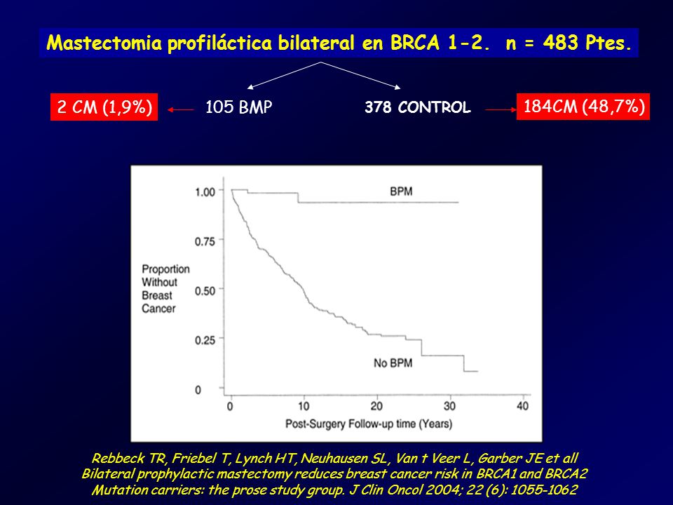 Mastectomia profiláctica bilateral en BRCA 1-2. n = 483 Ptes.