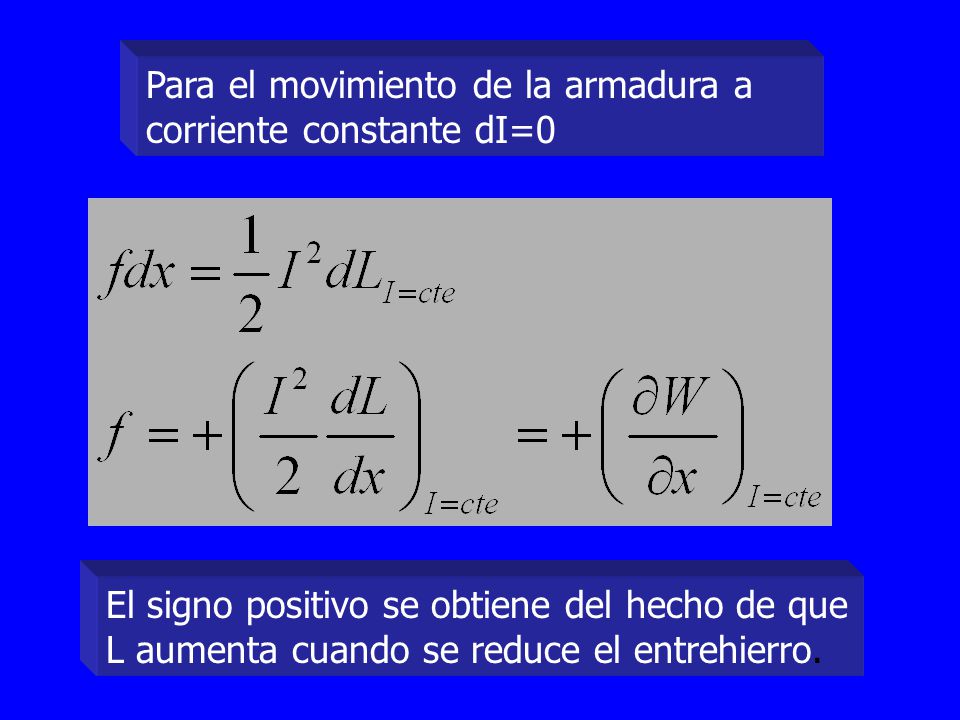 Para el movimiento de la armadura a corriente constante dI=0