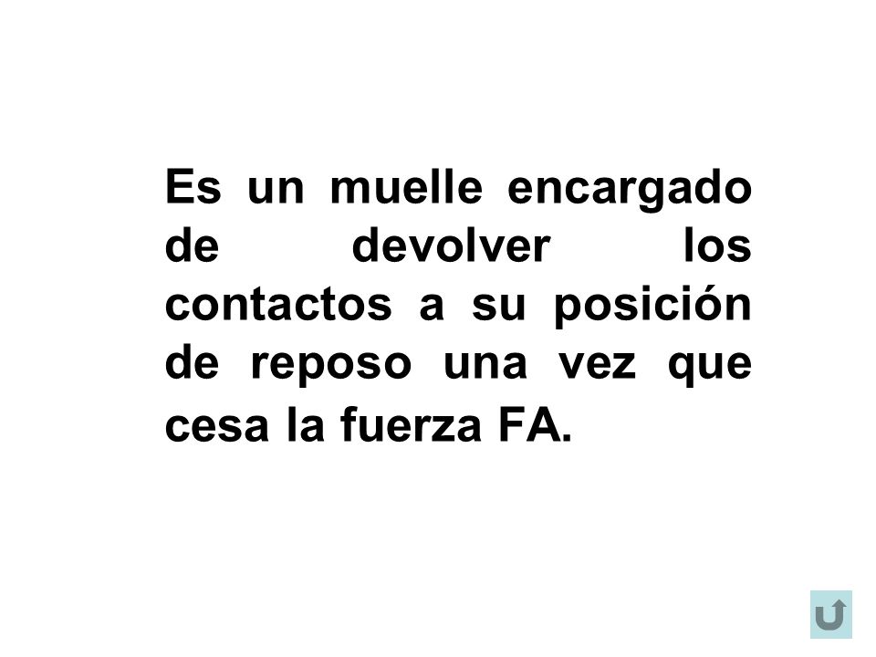 Es un muelle encargado de devolver los contactos a su posición de reposo una vez que cesa la fuerza FA.