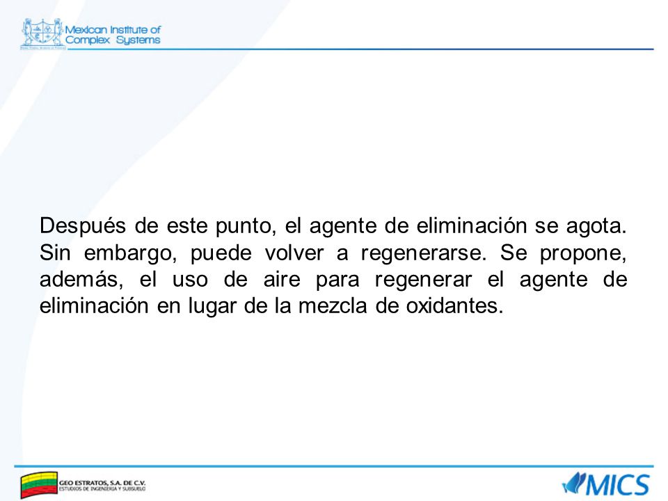 Después de este punto, el agente de eliminación se agota
