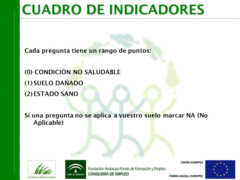 CUADRO DE INDICADORES Cada pregunta tiene un rango de puntos: