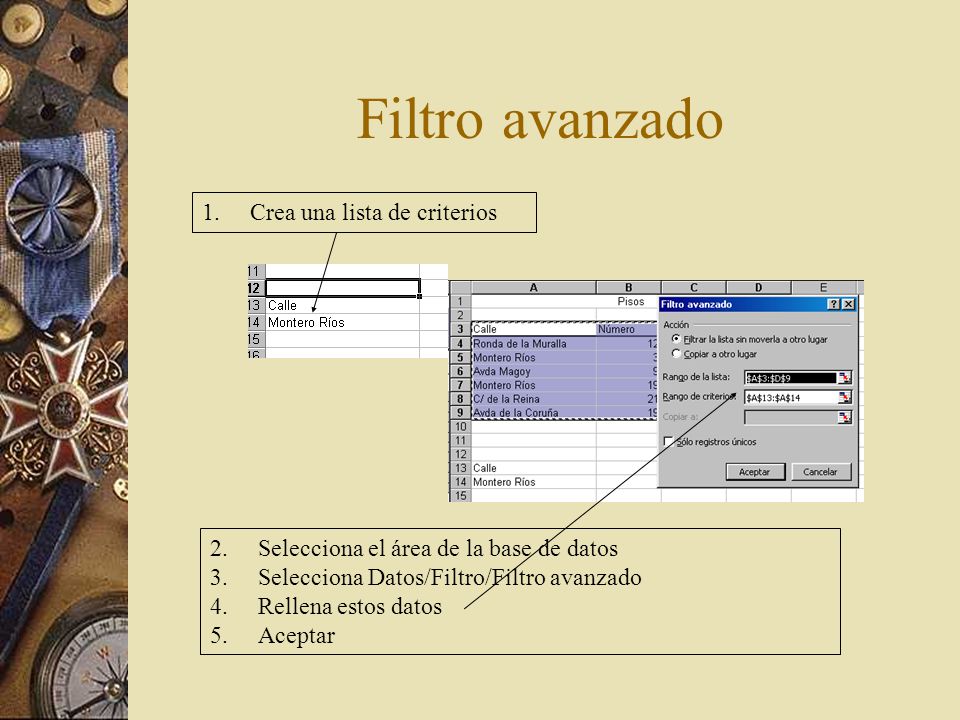 Filtro avanzado Crea una lista de criterios