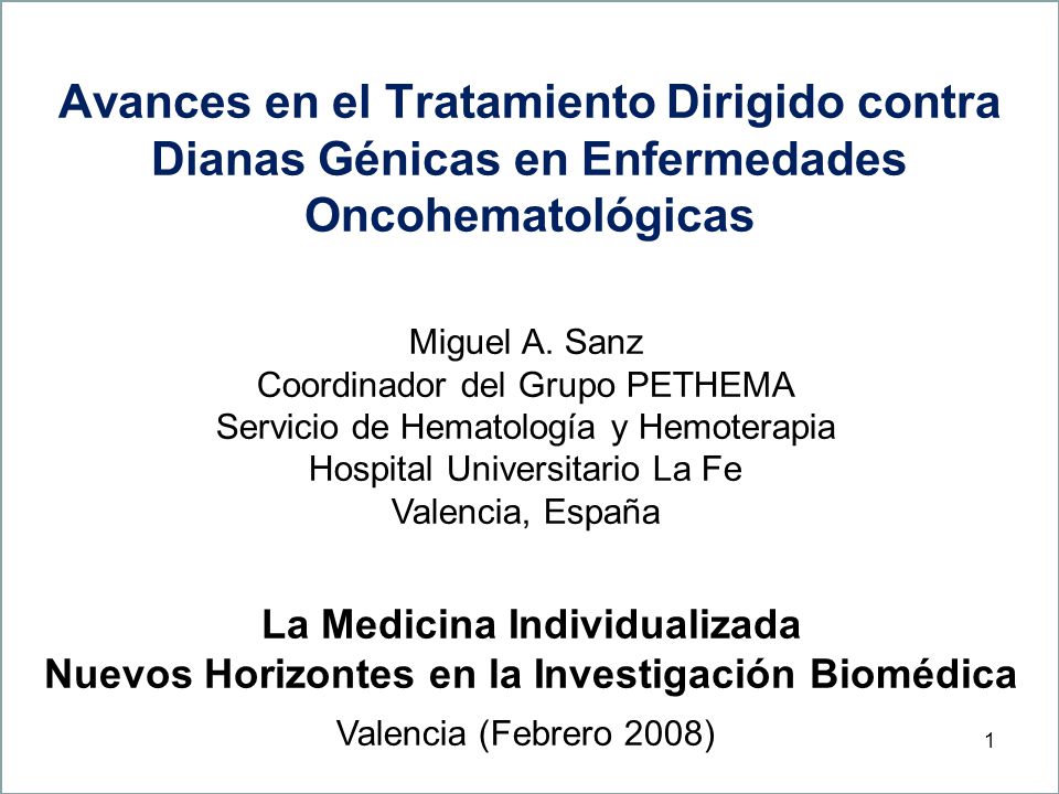 Avances en el Tratamiento Dirigido contra Dianas Génicas en Enfermedades Oncohematológicas