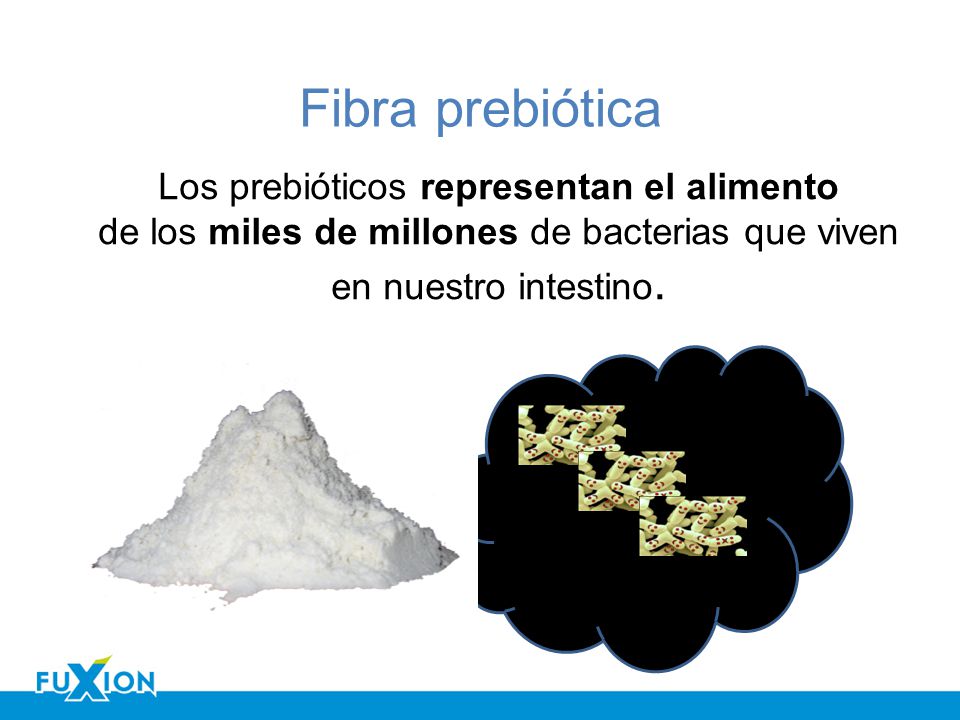 Fibra prebiótica Los prebióticos representan el alimento de los miles de millones de bacterias que viven en nuestro intestino.