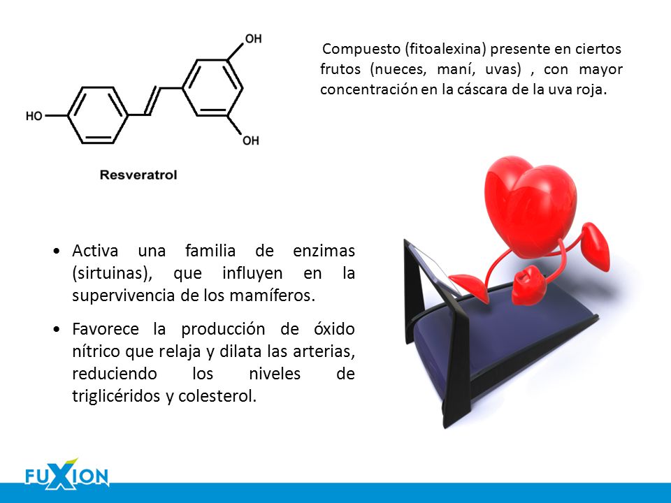 Compuesto (fitoalexina) presente en ciertos frutos (nueces, maní, uvas) , con mayor concentración en la cáscara de la uva roja.