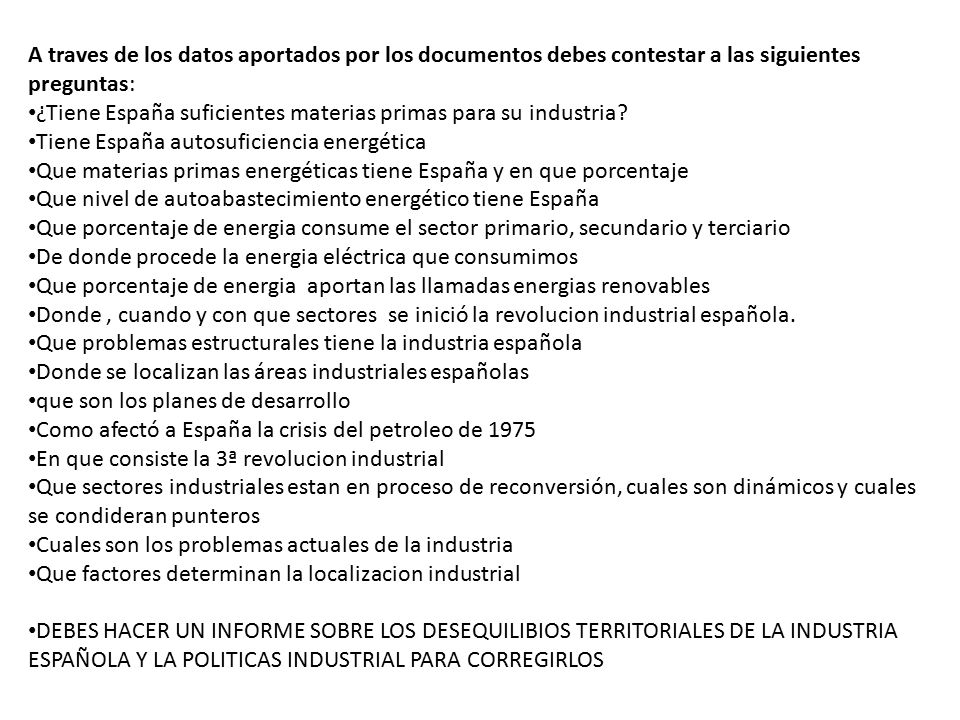A traves de los datos aportados por los documentos debes contestar a las siguientes preguntas: