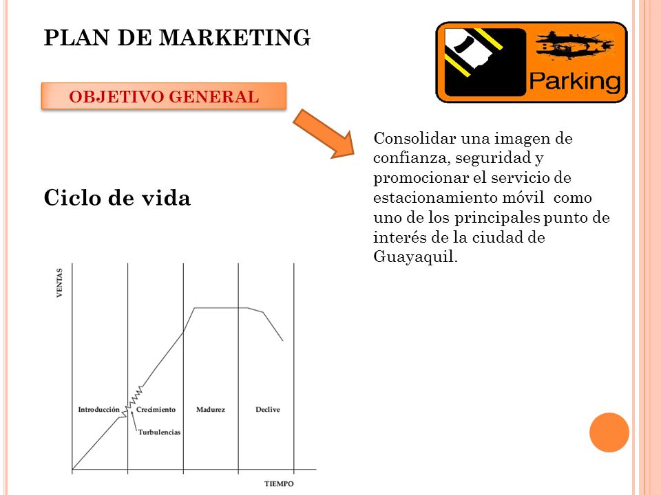 PLAN DE MARKETING Ciclo de vida OBJETIVO GENERAL