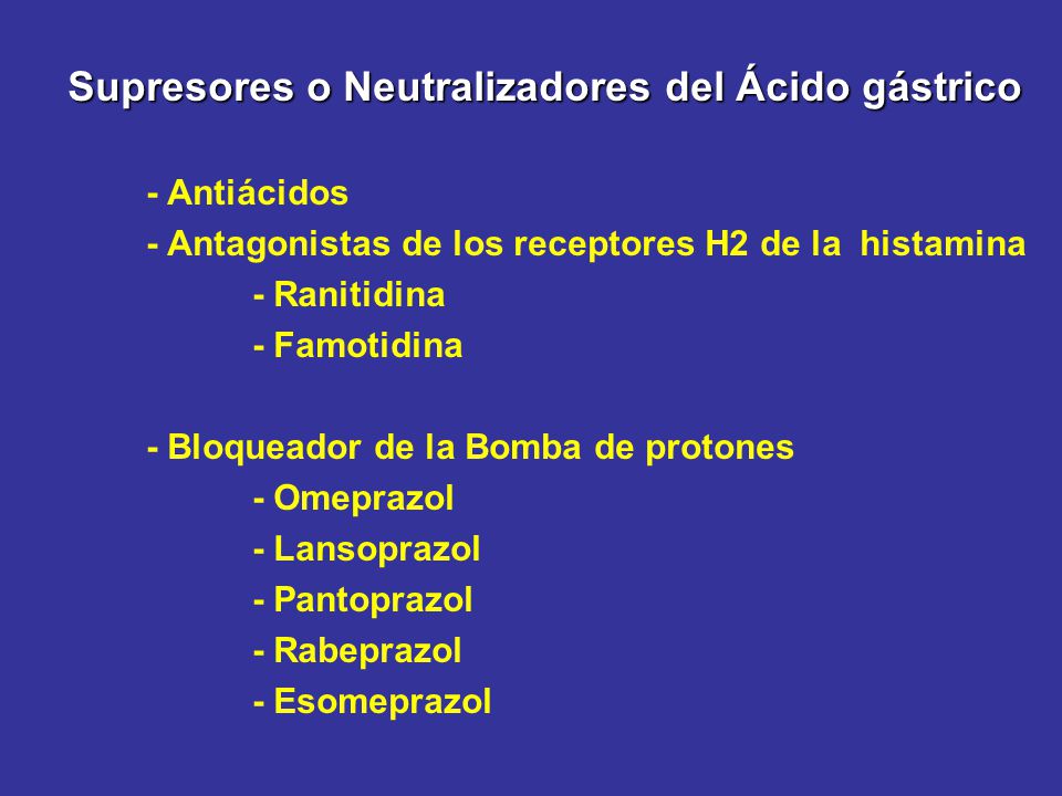Supresores o Neutralizadores del Ácido gástrico