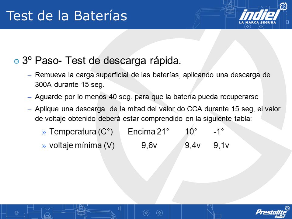 Test de la Baterías 3º Paso- Test de descarga rápida.