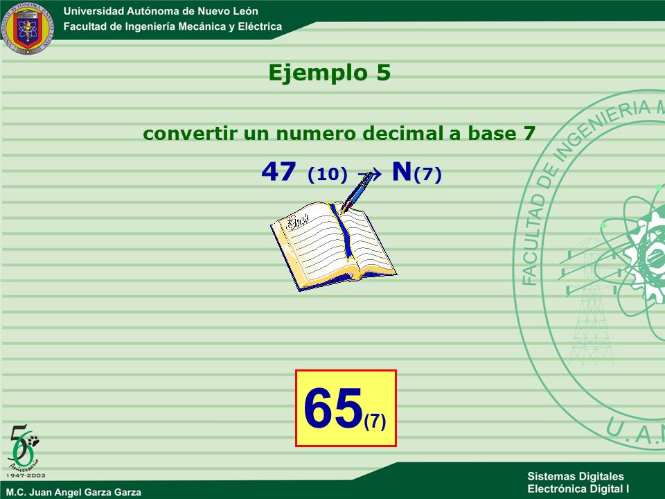 convertir un numero decimal a base 7 47 (10)  N(7)