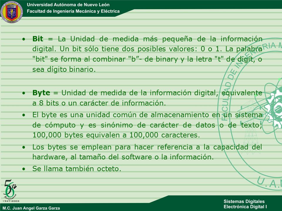 Bit = La Unidad de medida más pequeña de la información digital