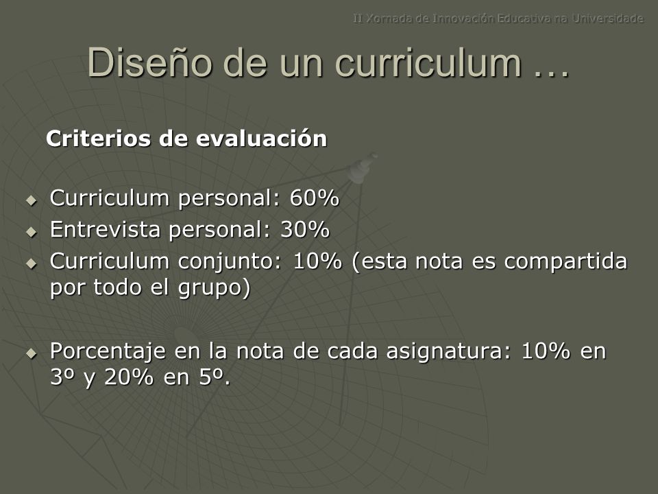 Diseño de un curriculum …