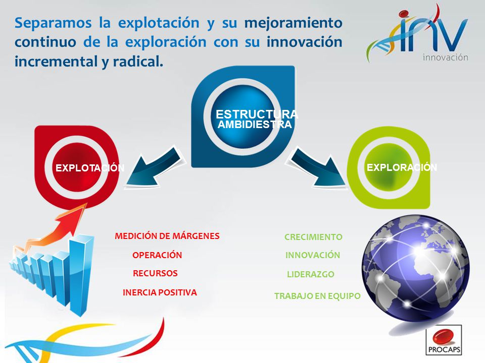 Separamos la explotación y su mejoramiento continuo de la exploración con su innovación incremental y radical.