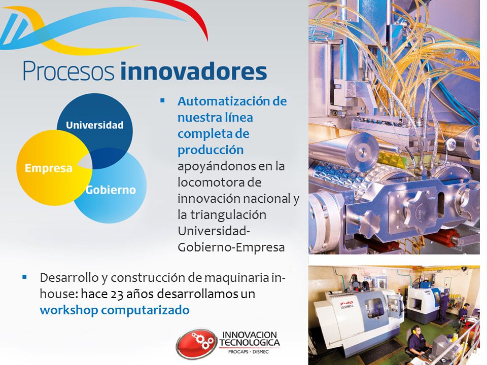 Automatización de nuestra línea completa de producción apoyándonos en la locomotora de innovación nacional y la triangulación Universidad-Gobierno-Empresa