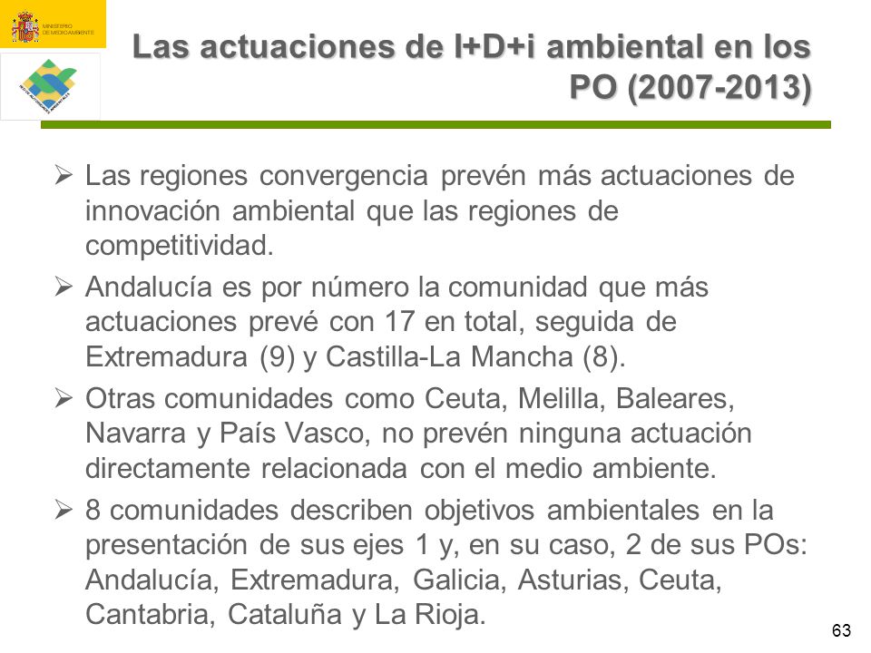 Las actuaciones de I+D+i ambiental en los PO ( )