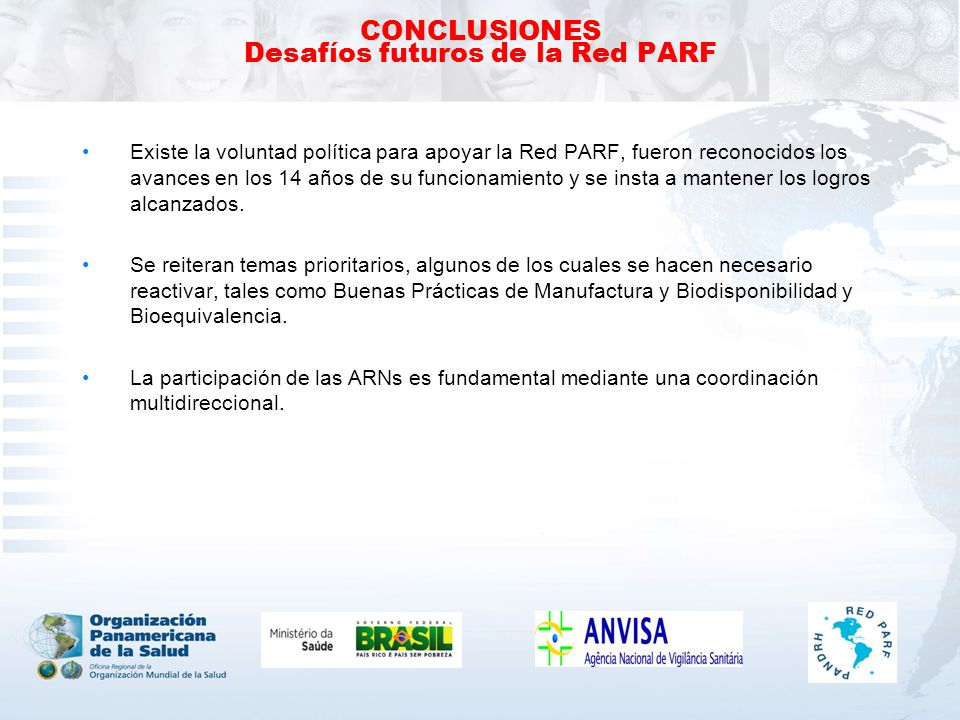 CONCLUSIONES Desafíos futuros de la Red PARF