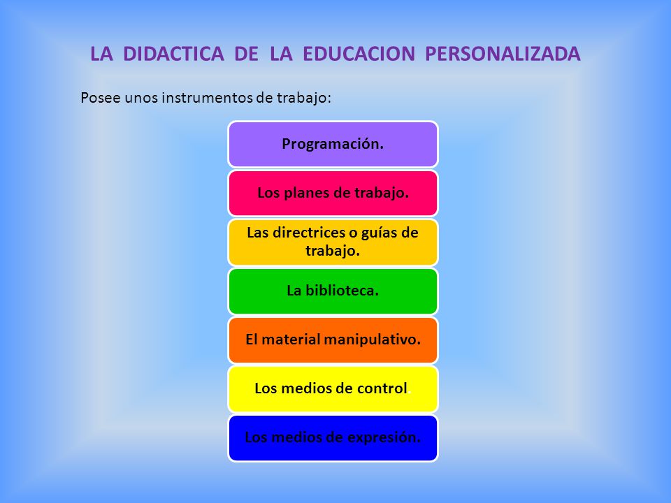 LA DIDACTICA DE LA EDUCACION PERSONALIZADA