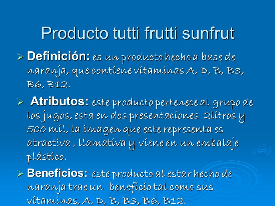 Producto tutti frutti sunfrut
