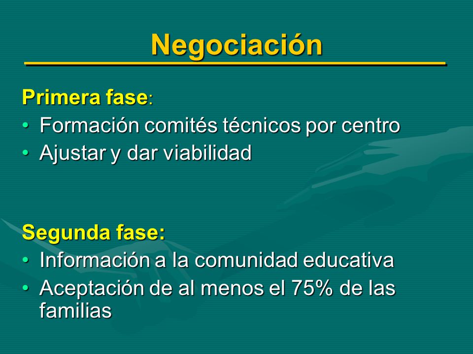 Negociación Primera fase: Formación comités técnicos por centro