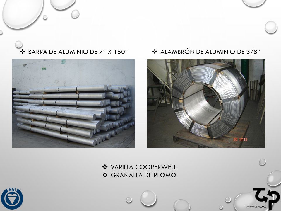 BARRA DE ALUMINIO DE 7 X 150 ALAMBRÓN DE ALUMINIO DE 3/8