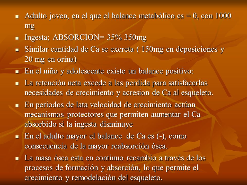 Adulto joven, en el que el balance metabólico es = 0, con 1000 mg