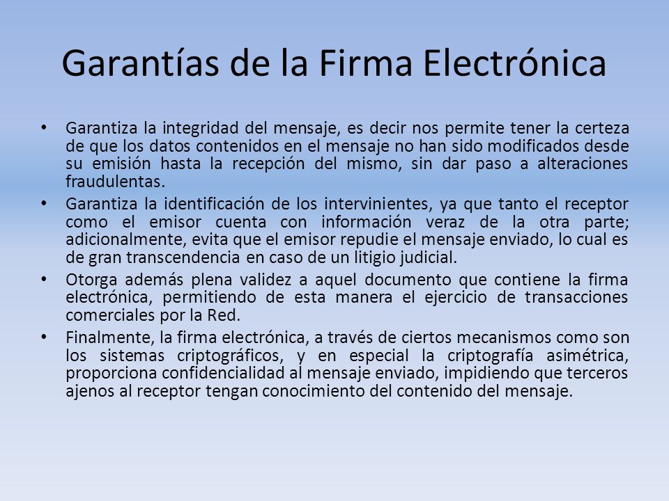 Garantías de la Firma Electrónica