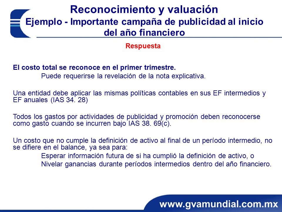 Reconocimiento y valuación Ejemplo - Importante campaña de publicidad al inicio del año financiero