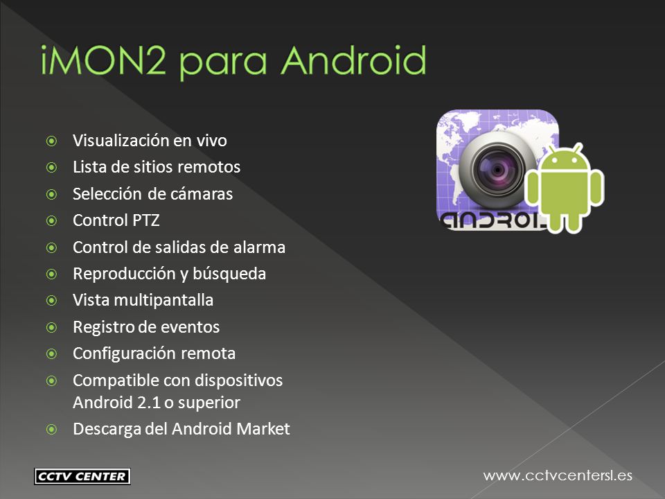 iMON2 para Android Visualización en vivo Lista de sitios remotos