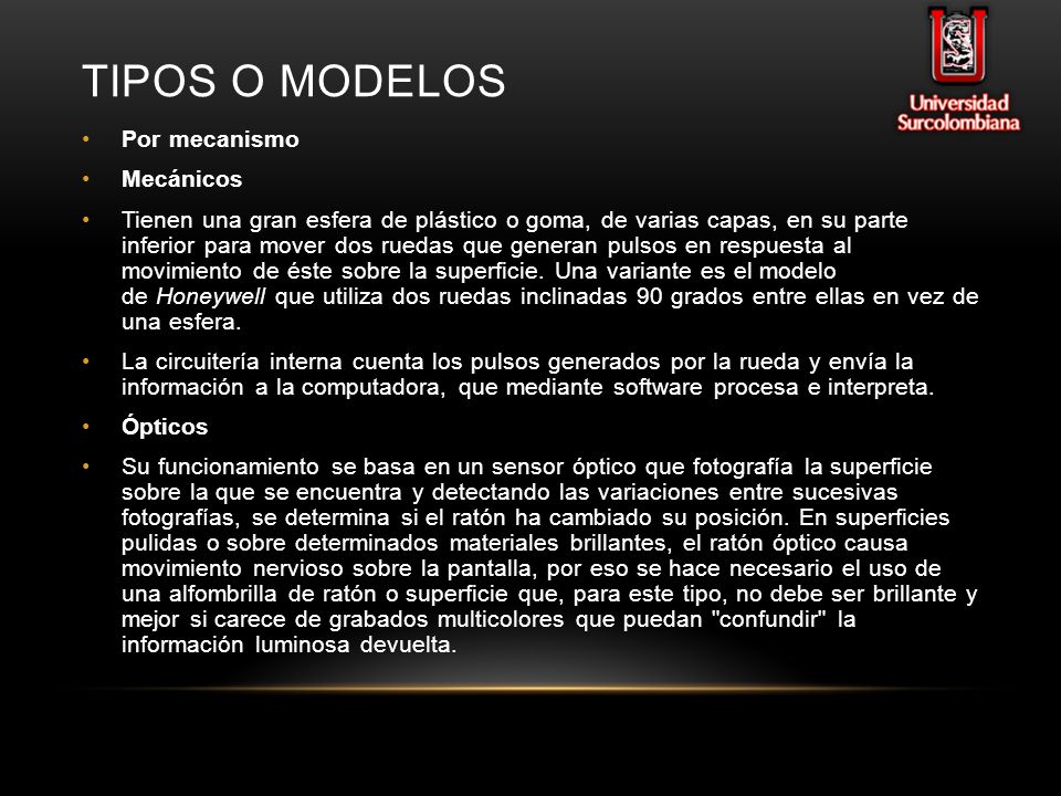 Tipos o modelos Por mecanismo Mecánicos