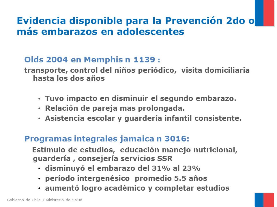 Evidencia disponible para la Prevención 2do o más embarazos en adolescentes