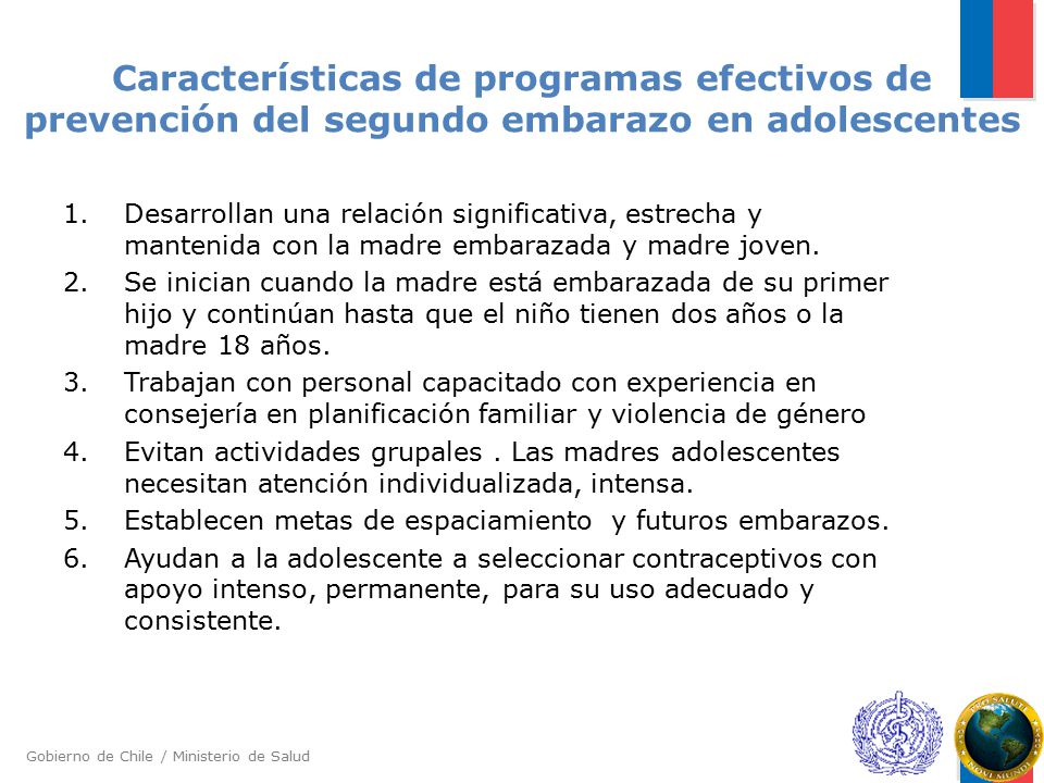 Características de programas efectivos de prevención del segundo embarazo en adolescentes