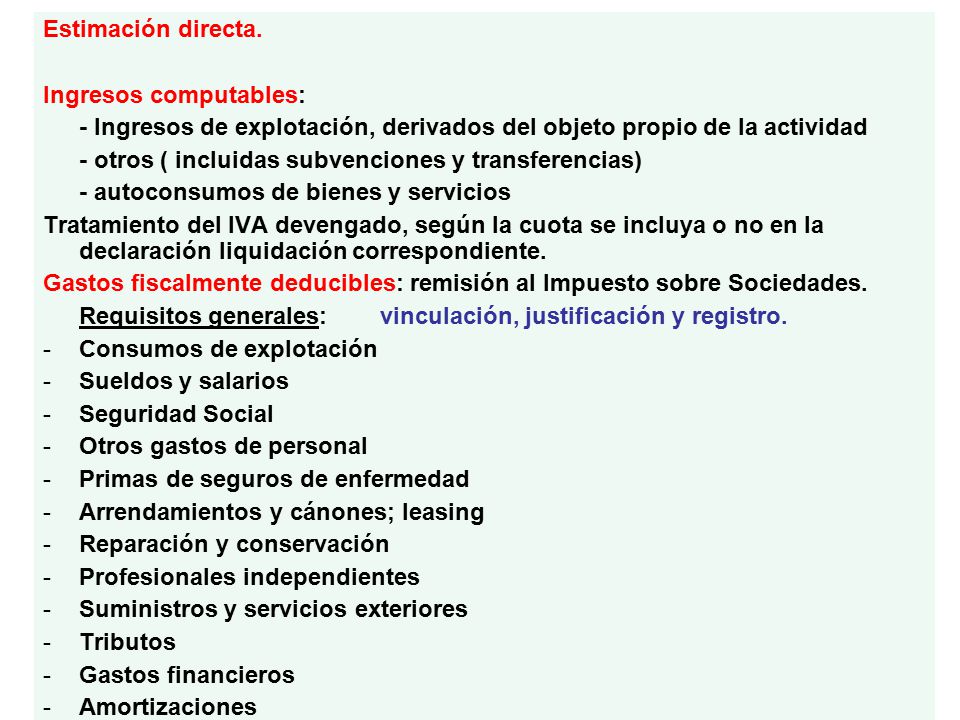 Estimación directa. Ingresos computables: - Ingresos de explotación, derivados del objeto propio de la actividad.