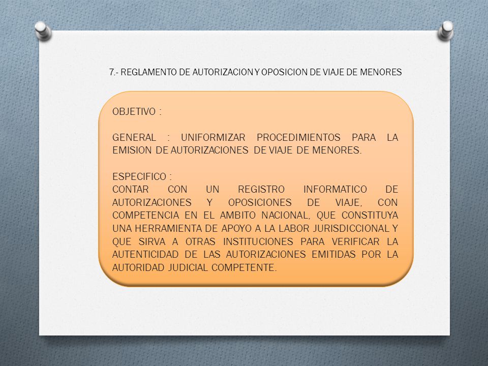 7.- REGLAMENTO DE AUTORIZACION Y OPOSICION DE VIAJE DE MENORES