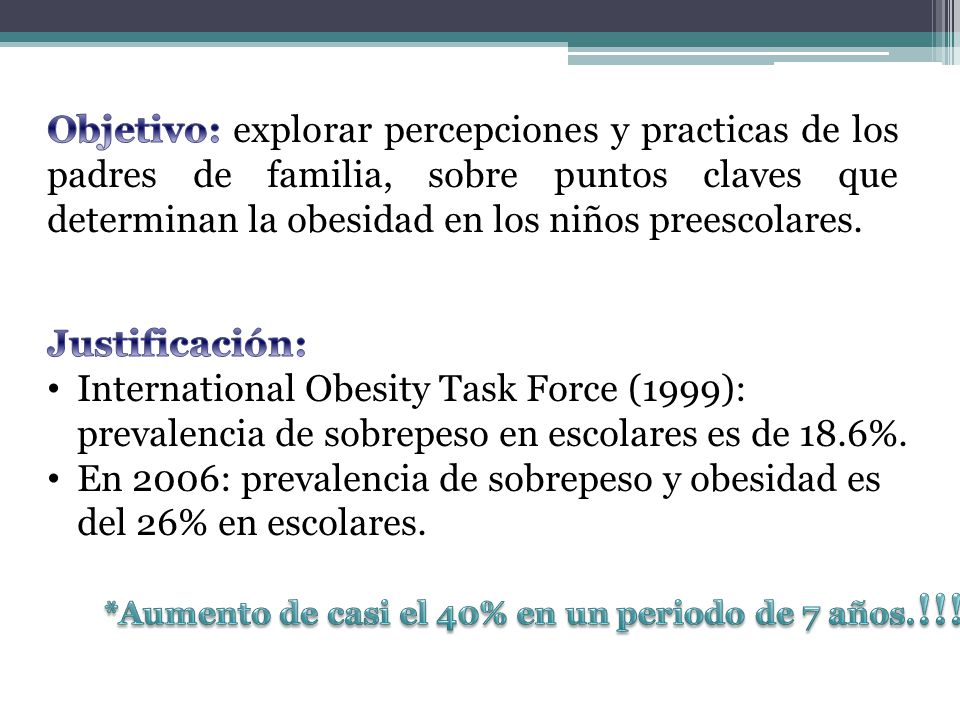 En 2006: prevalencia de sobrepeso y obesidad es del 26% en escolares.