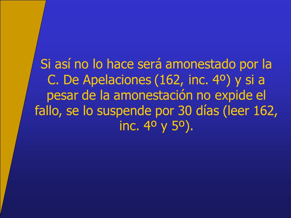 Si así no lo hace será amonestado por la C. De Apelaciones (162, inc
