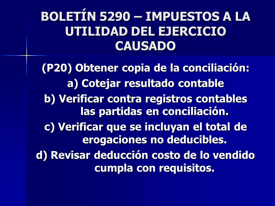 BOLETÍN 5290 – IMPUESTOS A LA UTILIDAD DEL EJERCICIO CAUSADO